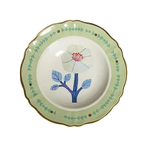 Prato Fundo em Porcelana Botânica Ibisco Verde Bitossi - 24cm