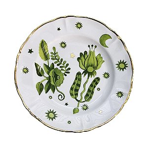 Prato de Sobremesa Floral Verde Bitossi - 20,5cm