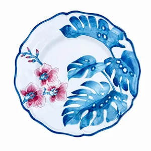 Prato Raso Orquídea Brasileira Azul 27cm - Marcelo Antunes & Les Ottomans