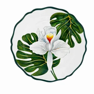 Prato Raso Orquídea Brasileira Branca 27cm - Marcelo Antunes & Les Ottomans