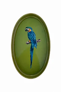 Bandeja Oval Arara Verde Marcelo Antunes - 33cm x 20cm