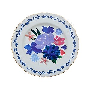 Prato Raso "Dipinto Bouquet" Azul Bitossi - 27cm