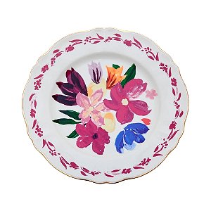 Prato Raso "Dipinto Bouquet" Porpora Bitossi - 27cm