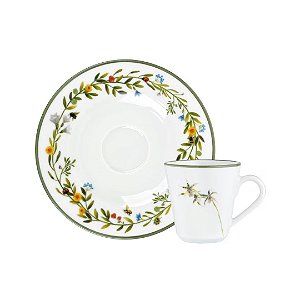 Xícara de Café com Pires Flora 70ml - Mameg