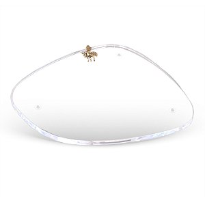 Bandeja em Acrílico Transparente com Detalhe Abelha Dourado - 28cm x 26cm