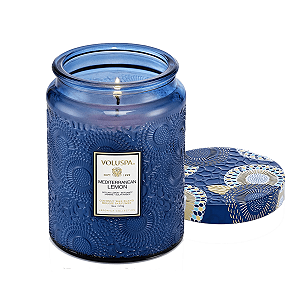 Mini Vela Pote de Vidro Relevo Mediterranean Lemon 50h - Voluspa