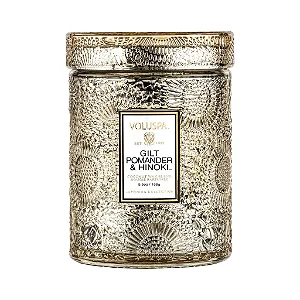 Mini Vela Pote de Vidro Relevo Gilt Pomander e Hinoki 50h - Voluspa