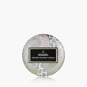 Mini Vela Lata Relevo Tahitian Coconut Vanilla 25H - Voluspa