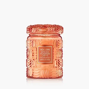 Vela Pote Vidro G Relevo Tampa de Vidro Spiced Pumpkin Latte 50H - Voluspa