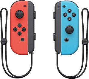 Controle Nintendo Switch Joy-Con - Esquerdo e Direito - Azul Neon e Vermelho Neon