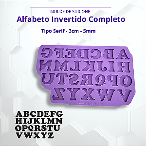 Molde de Silicone Alfabeto Serif Invertido Completo 3cm