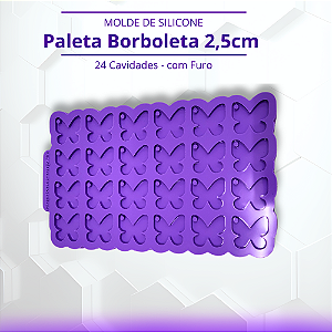 Molde de Silicone Paleta Borboleta 2,5cm com Furo