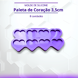 Molde de Silicone Paleta de Coração 3,5cm 8 cavidades