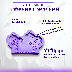 Molde de Silicone Pingente Jesus Maria e José