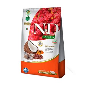 Ração Quinoa Skin N&D para Gatos Adultos sabor Peixe