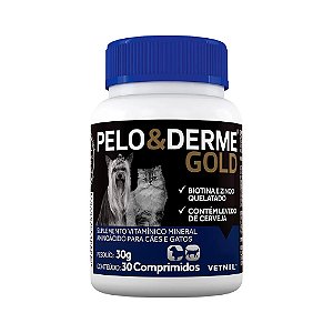 Pelo e Derme Gold Vetnil para Cães e Gatos 30un