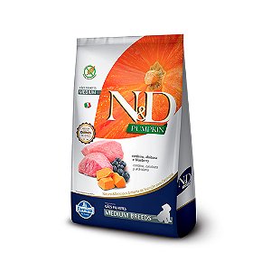 Ração N&D Pumpkin para Cães Filhotes Raças Média sabor Cordeiro, Abóbora e Blueberry 2,5kg
