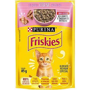 Ração Úmida Friskies Sachê para Gatos sabor Carne ao Molho 85g