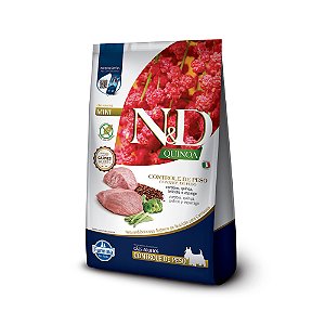 Ração N&D Quinoa Controle de Peso para Cães Adultos de Porte Mini e Pequeno Sabor Cordeiro, Quinoa, Brócolis e Aspargo