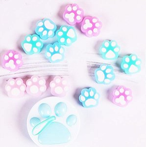 Kit 3 mini borracha patinha de gatinho (pote não acompanha)