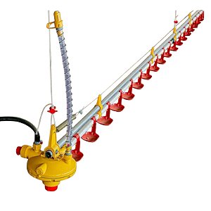 SISTEMA BEBEDOURO NIPPLE - 1 LINHA 15 METROS MEDIA VAZÃO C/TAÇA - ATÉ 1200 AVES