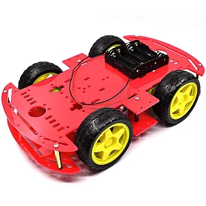 Kit Chassi 4WD Com 4 Rodas e Motores (Vermelho)