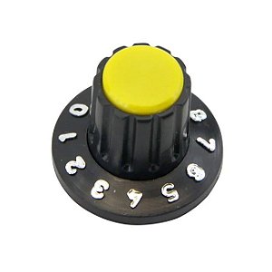 Knob Estriado Numérico S/ Parafuso Amarelo