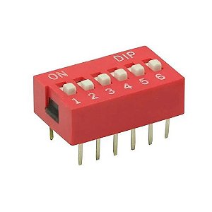 Dip Switch Vermelho 6 Vias 180 Graus