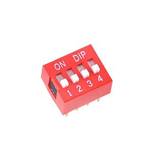 Dip Switch Vermelha 4 Vias 180 Graus