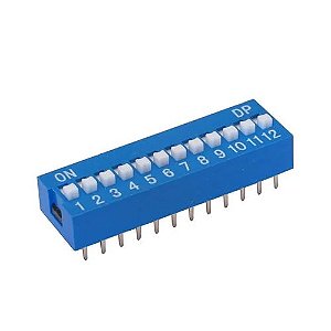 Dip Switch Azul 12 Vias 180 Graus