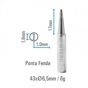 Ponta Fenda MT1,6D 1,6mm Para Estação de Solda - Hikari