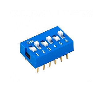 DIP Switch azul 6 vias 180 graus