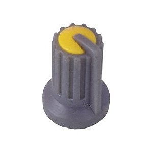 Knob para potenciômetro Cinza com Amarelo