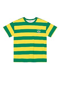 Camiseta Brasil Listrada Infantil - Bordada
