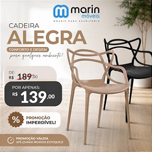 Cadeira Alegra PROMOÇÃO CORES PRETO E FENDI POR 139,00