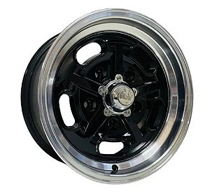 4 Rodas Salt Flat Preta Borda Diamantada Aro 15" / Tala 7 Dianteira e tala 8 Traseira" / Furação 5x139