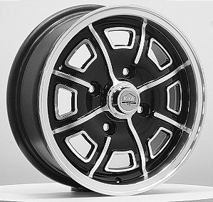 Jogo de Rodas Pedrini Aro 15 Tala 5,5 furação 4X130 Offset 30 PRETA DIAMANTADA - Fusca