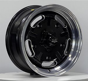 Raw Classic Speed Master Aro 15 tala 4,5 furação 5X205 offset 20 Preta Black Diamantada- Fusca