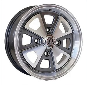 R84 Porsche Aro 15 tala 6 furação 4X130 offset 42 BD GRAFITE DIAMANTADO