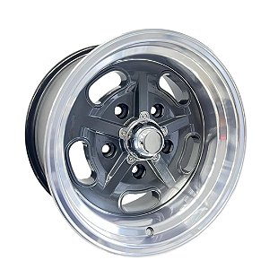 4 Rodas Salt Flat Grafite borda Diamantada Aro 15" Tala 7 Dianteira e tala 8 Traseira" furação 5x139