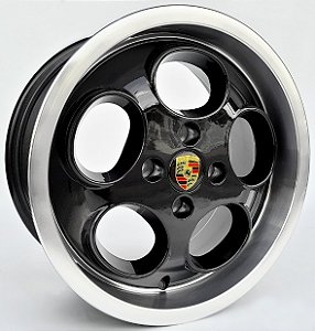 Jogo de Rodas Porsche Lemans Preta Aro 15 Tala 7 VW 4X100