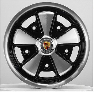 Rodas RC 911 aro 15 tala 4,5 e 6,5 furação 5X205 - off set 14 - Preta Diamantada - Fusca e Kombi