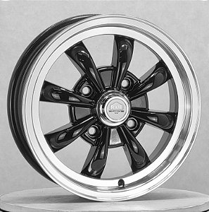 Jogo de Rodas 8 SPOKE Aro 15 tala 5,5 furação 4x130 offset 30 Preta Diamantada