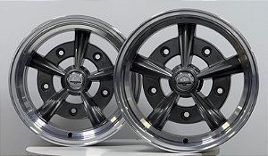 Jogo de Rodas Raider Aro 15 Tala 6,5 Furação 5x205 -20 Grafite Diamantada