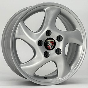 Jogo de Rodas Porsche CUP aro 15 tala 6 furação 5x112 offset 38 PRATA