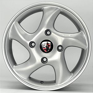 Jogo de Rodas Porsche CUP aro 15 tala 6 furação 4X130 offset 38 PRATA
