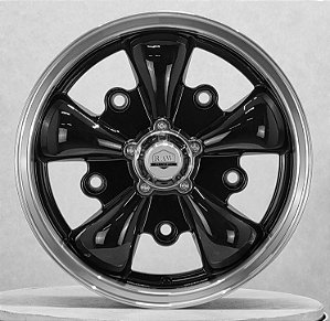 Jogo de RodaS 5 SPOKE 5x205 Aro 15x5,5 off-set 20 P/ Fusca - Preta borda Diamantada