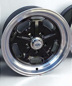 4 Rodas Salt Flat Preta Borda Diamantada Aro 15" / Tala 7 Dianteira e tala 8 Traseira" / Furação 5x114