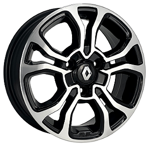 Jogo de Rodas Renault Kwid Aro 14 / tala 5 / furação 3x100 offset 35 Preto e Preto Diamantado