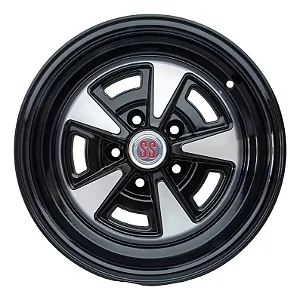 Jogo de Rodas Opala SS Aro 14 / tala 6 e 7 / furação 5x114 offset 20 e 30 Preto Diamantada e Preto Diamantada Borda Preto
